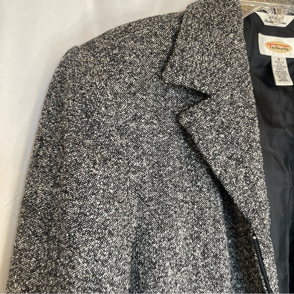 TALBOTS Women’s Italian Gray Silk Wool Tweed Blazer Jacket Size 4 - Picture 5 of 14